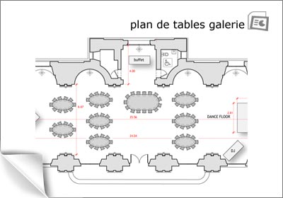 plan de tables de la grande galerie