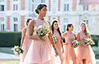 bridesmaids in park of the chateau