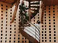 the bride and groom in the dovecote