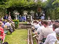 romantic wedding vows in the rose garden