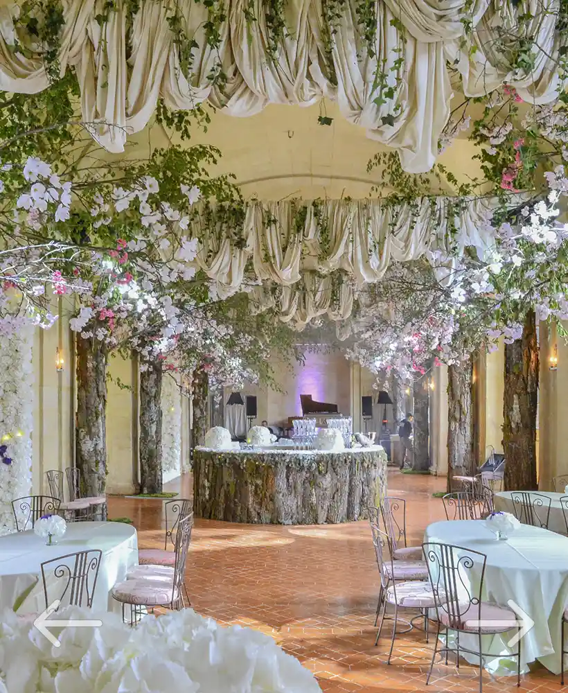 wedding in a chateau's large hall