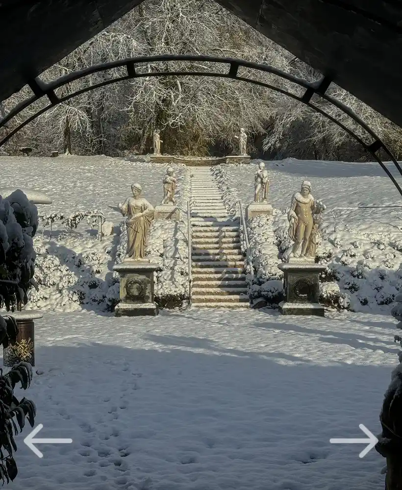 lthe chateau grounds in winter from the Arbour
