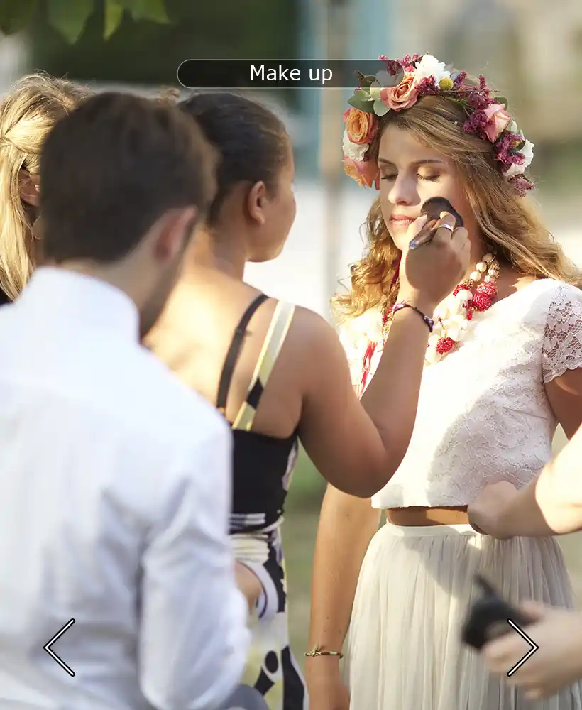 bridal makeup in the grounds of chateau de Vallery