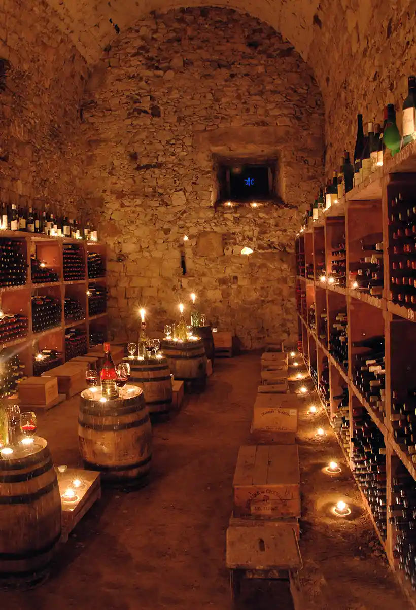 dégustation de vins dans les caves du château