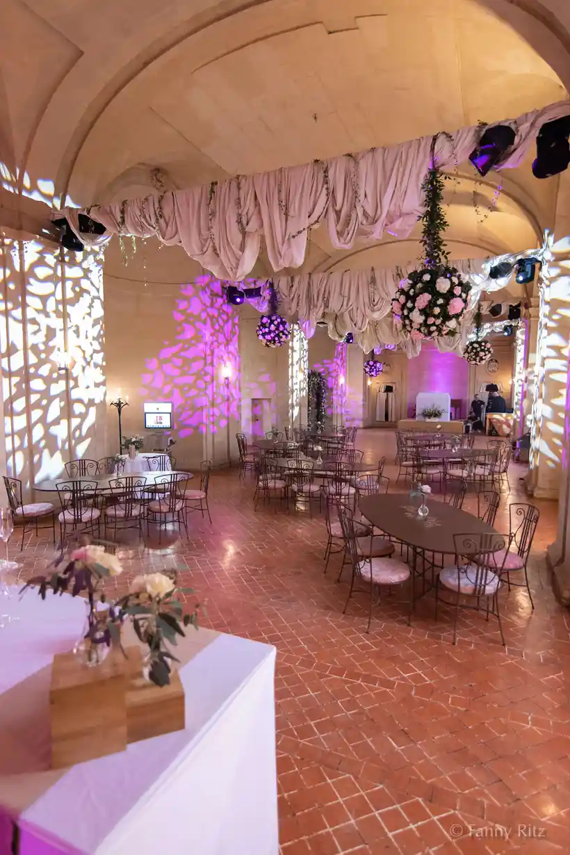 one of the chateau's large hall for wedding reception