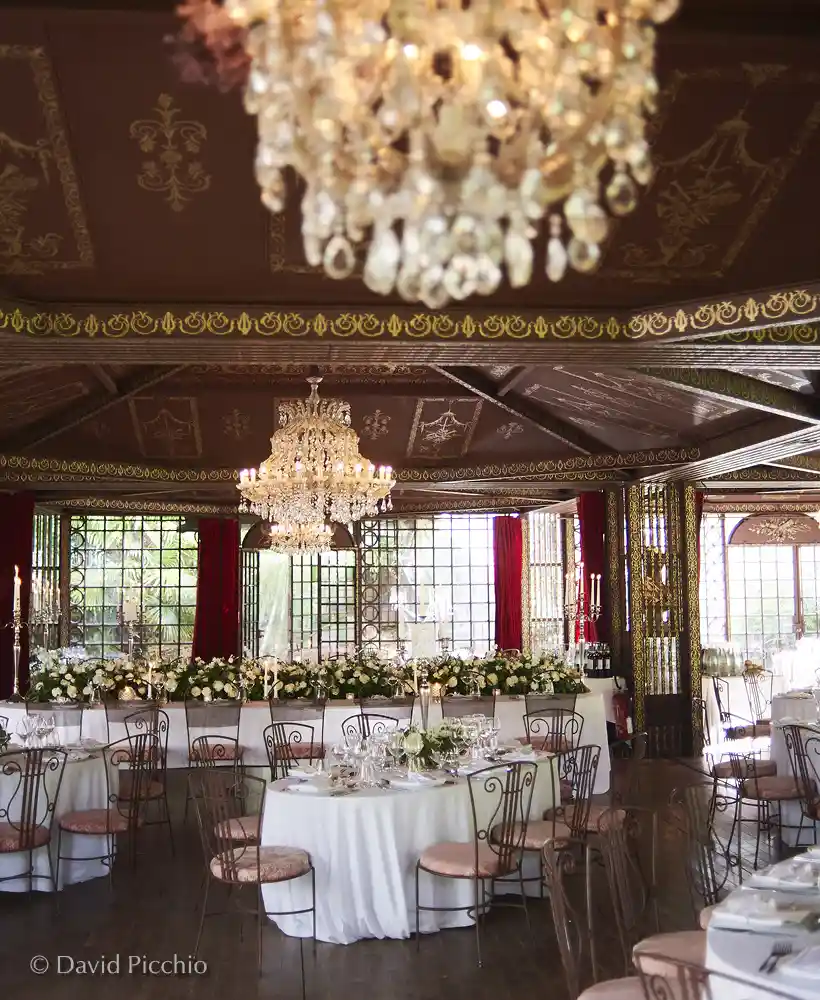 one of large halls of the chateau, the music room