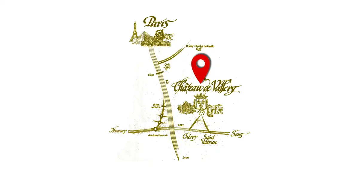 access map to château de Vallery for wedding receptions