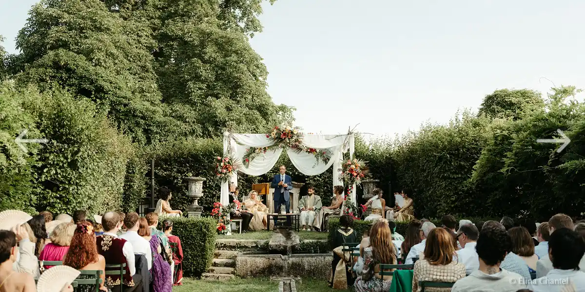 wedding ceremony in the rose garden
