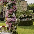 caterer's wedding buffet in the castle grounds