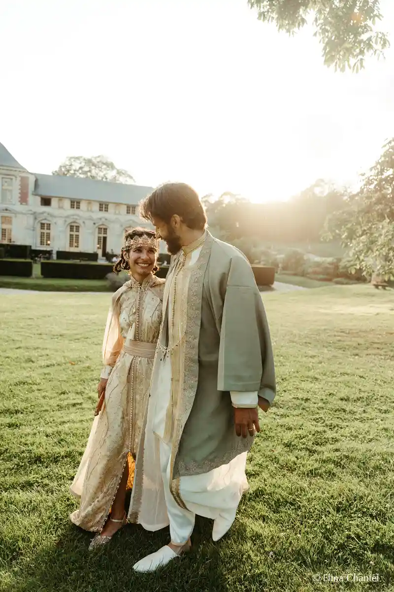 bride and groom in the grounds