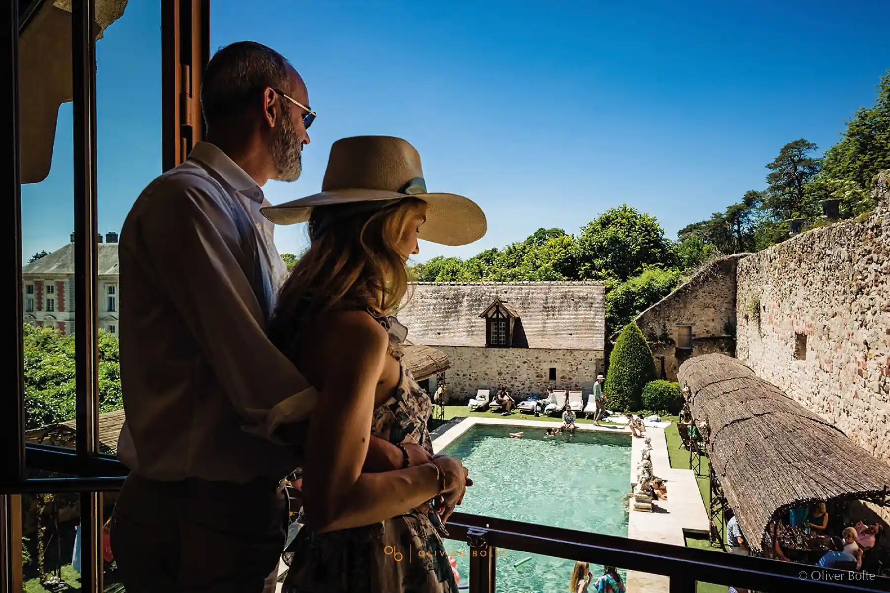 castle and pool seen from Loft nuptial suite