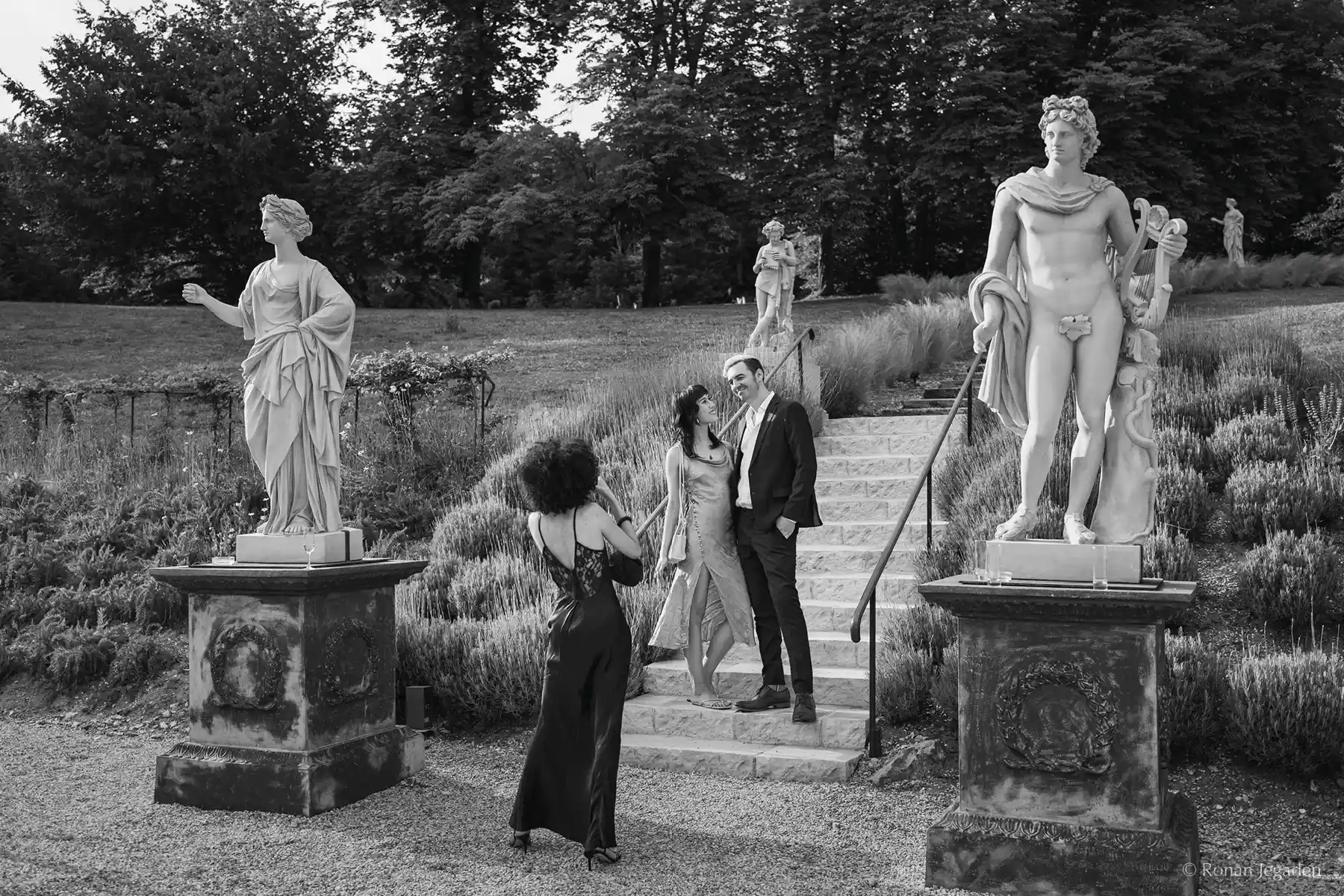 chateau staircase leading to the forest