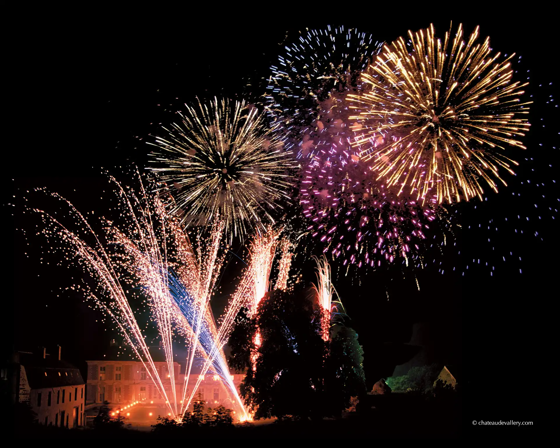wedding fireworks at the chateau