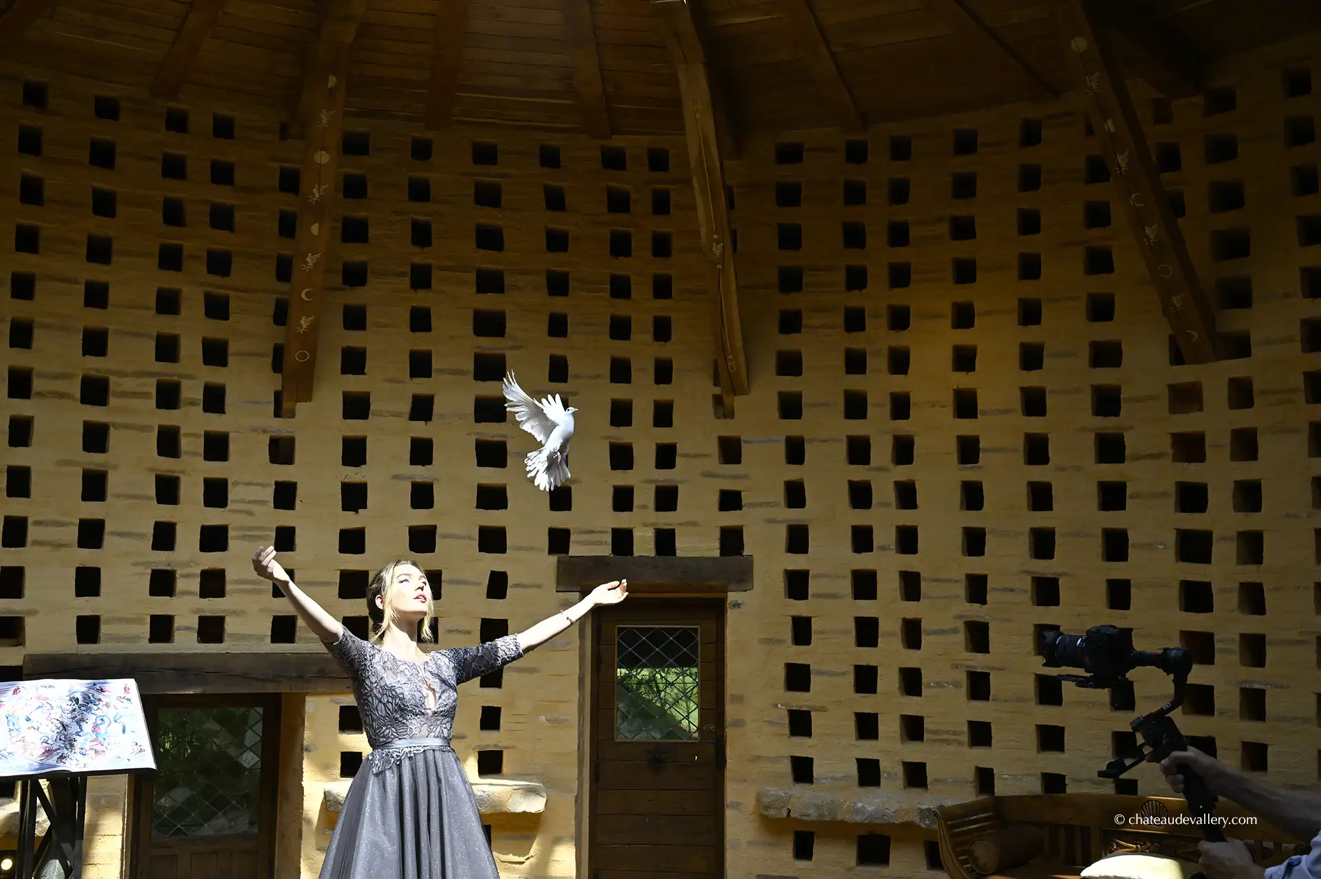 wedding dress in the dovecote