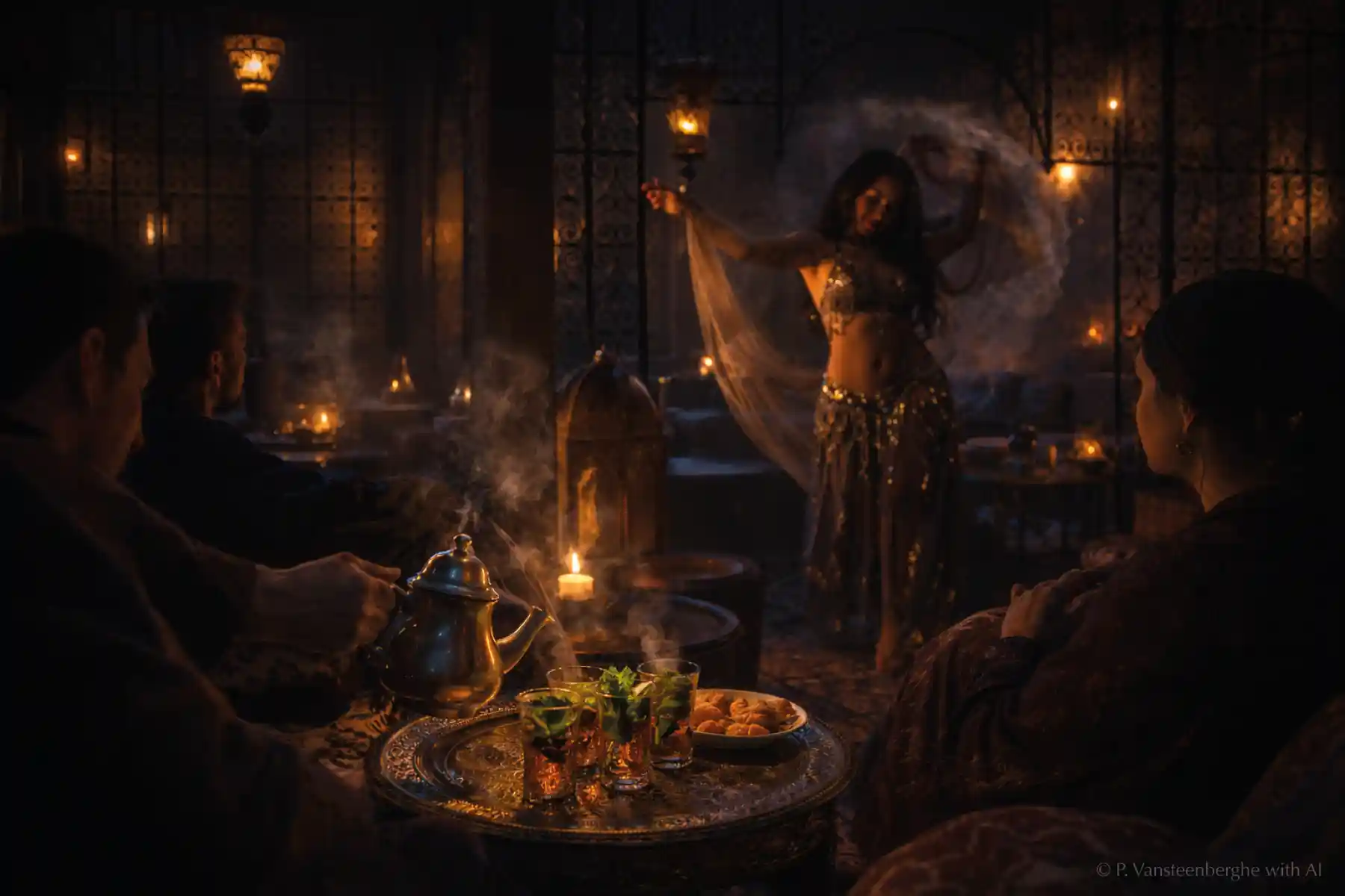 AI generated belly dancer in the Riad