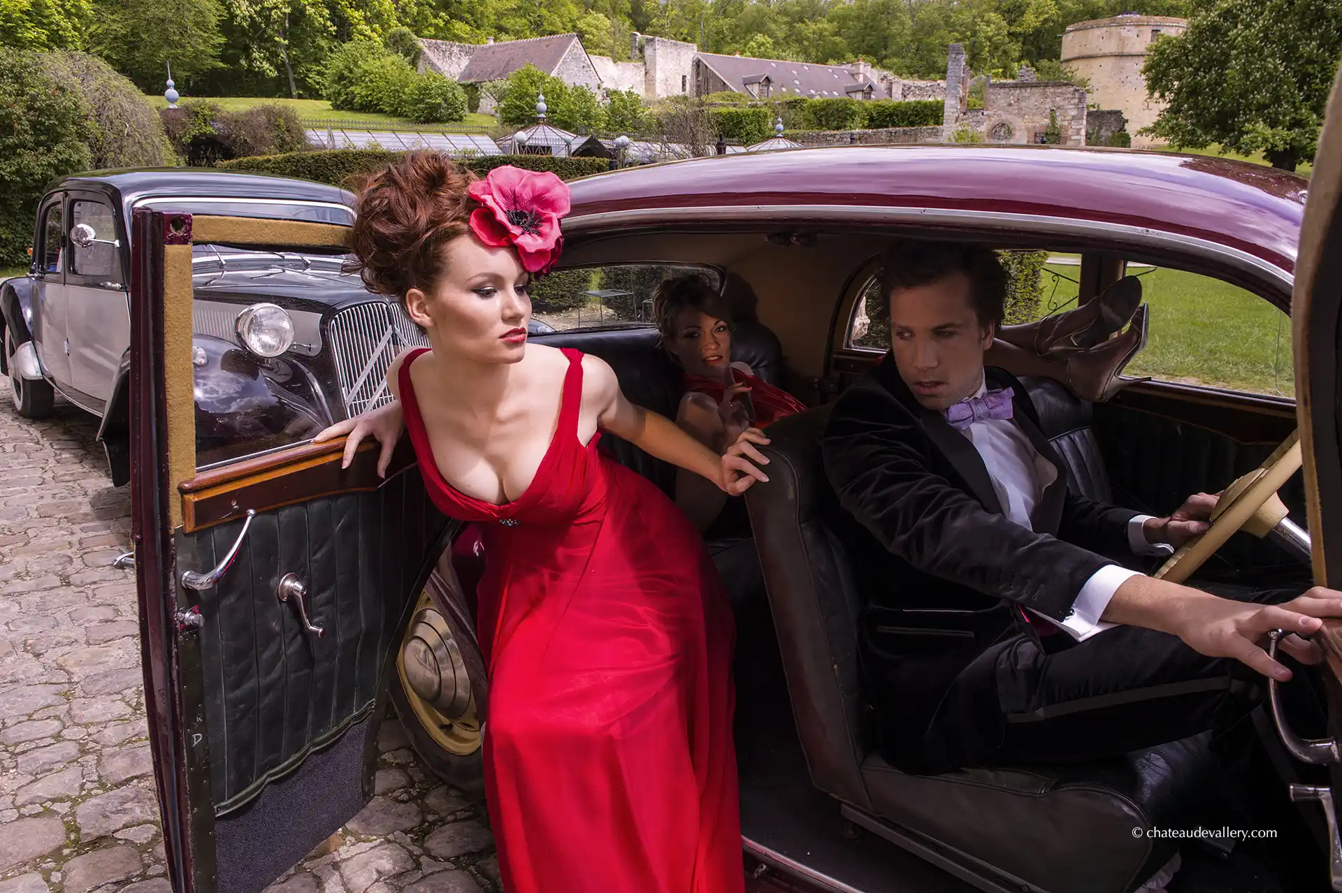 vintage car at the chateau