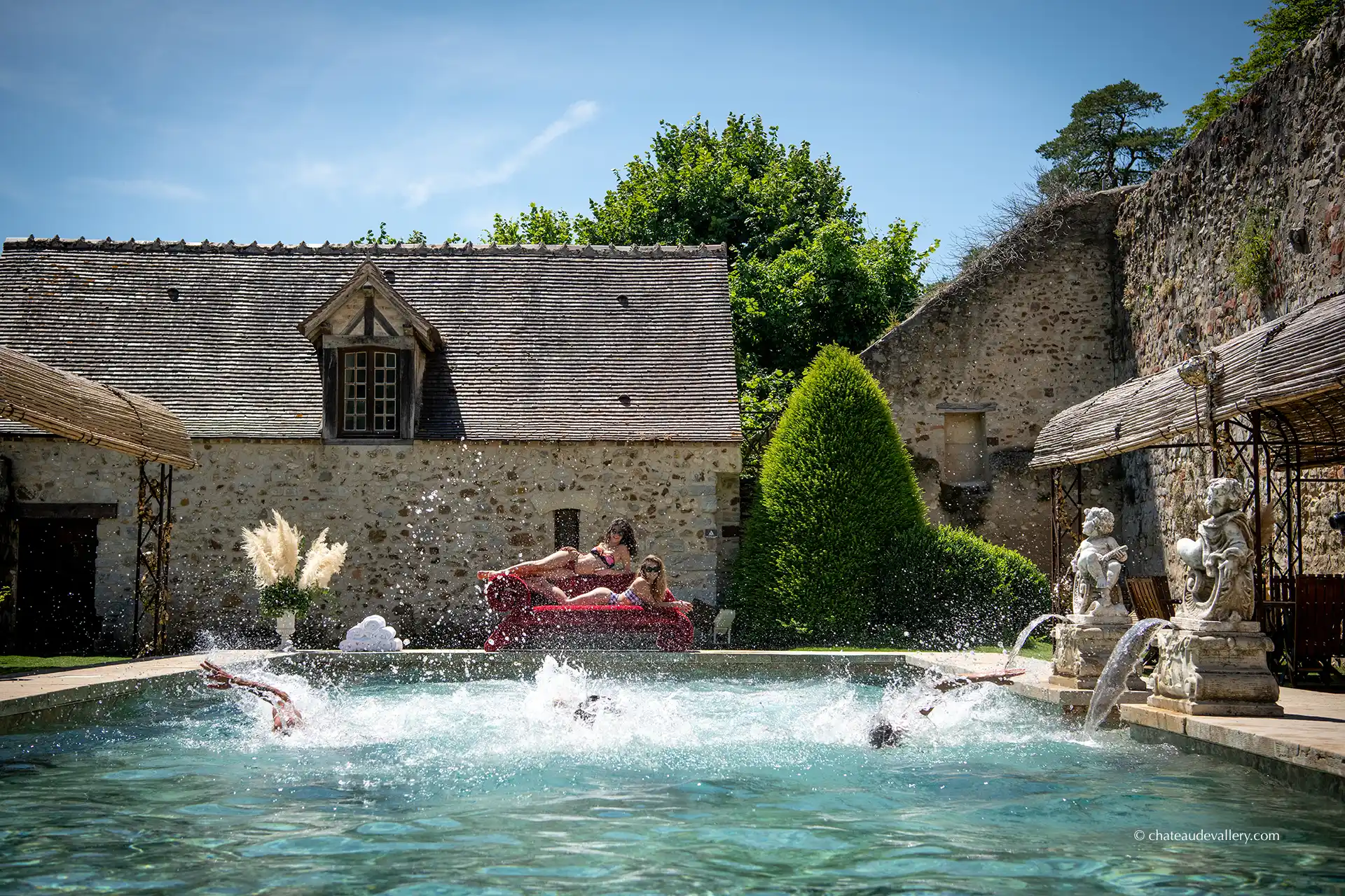 eve of a wedding at the pool
