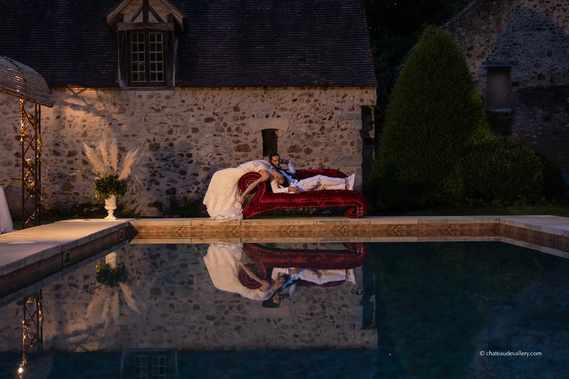 shooting bridegroom at the pool