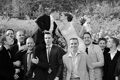 Lucie and Pierre's wedding second picture bridegrooms at the chateau
