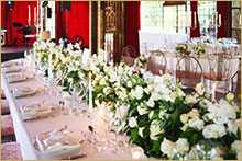 floral centres on the tables at the Music Room