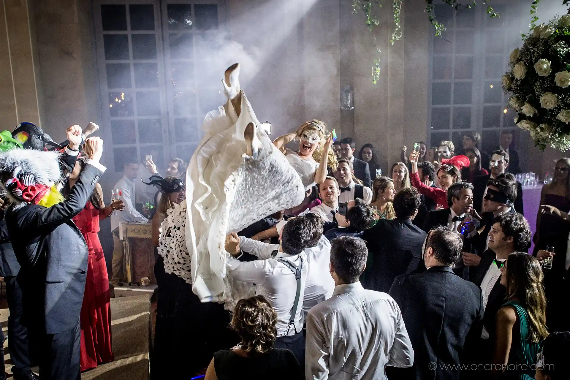 Wedding ball in the chateau large hall