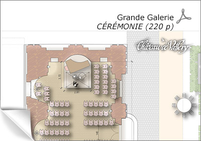 plan de la grande galerie en configuration cérémonie