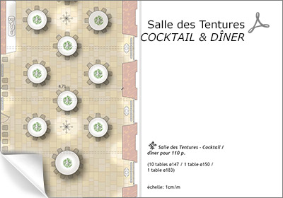 salle des tentures en cocktail ou dîner