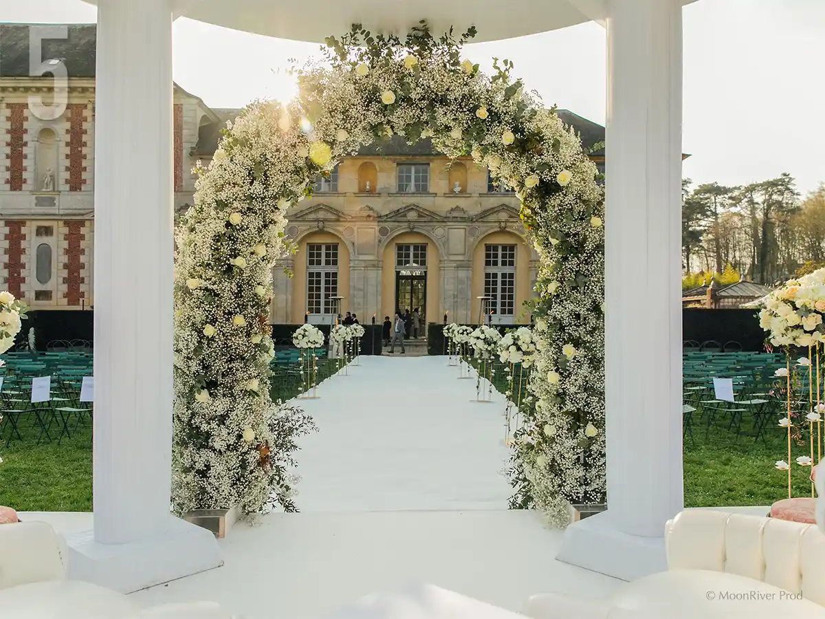 flowery chuppah in march